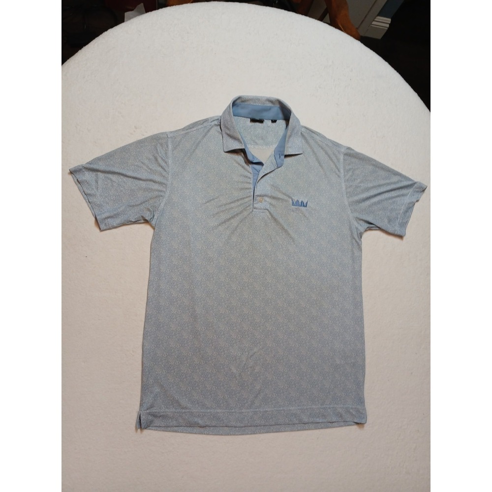 FootJoy Golf Polo Mens Medium M Blue Gray Painted Floral Lisle Athletic Fit FJ